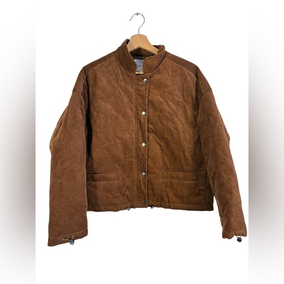 A Loves A Brown Quilted Corduroy Jacket Zip Snap Medium NWT - Picture 1 of 9